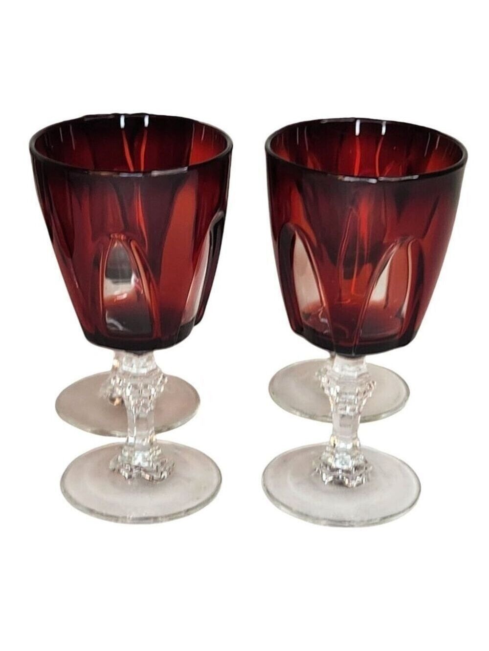 Cristal DArques Durand Ruby Wine Glasses Set Of 6 Gothic Arches Discontinued - Picture 11 of 12